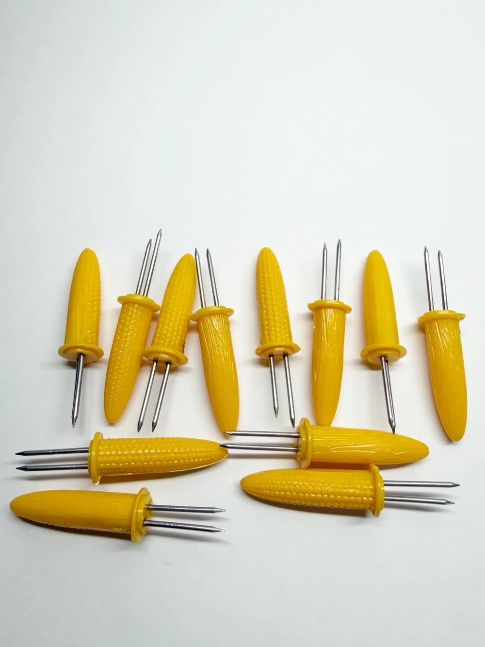 Vintage Yellow Corn Cob Holder Skewers Set of 12